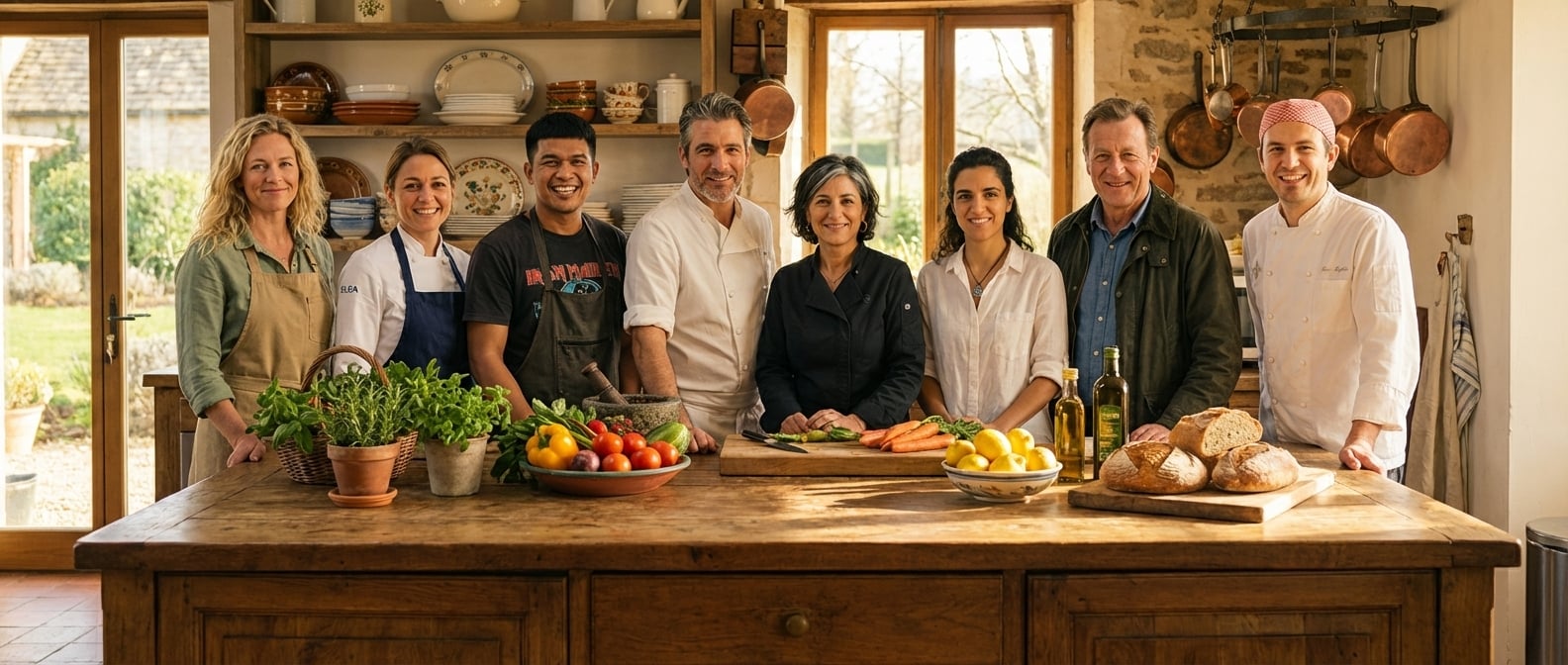 Culinary Advisor chefs gathered in a warm country kitchen