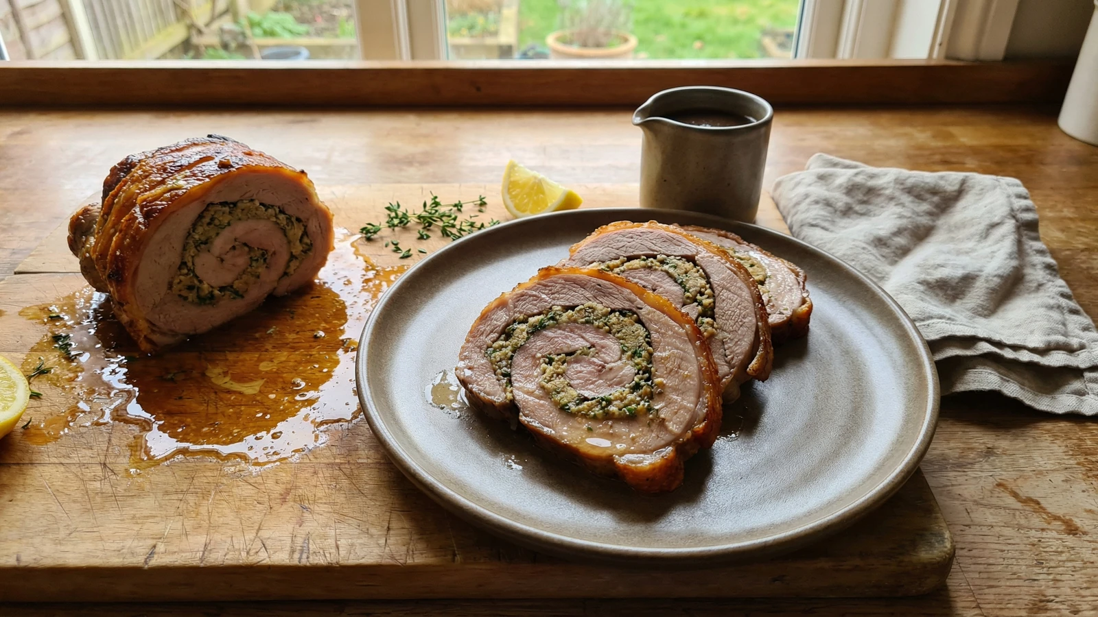 Stuffed Breast of Lamb with Herb Breadcrumbs