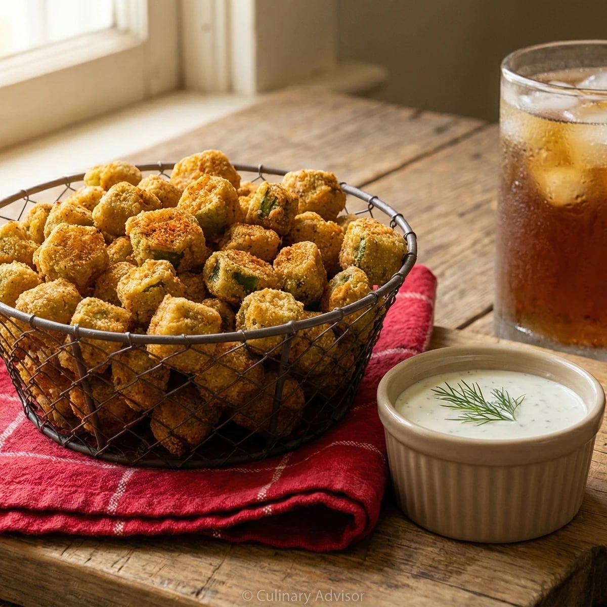 Fried Okra with Buttermilk Ranch