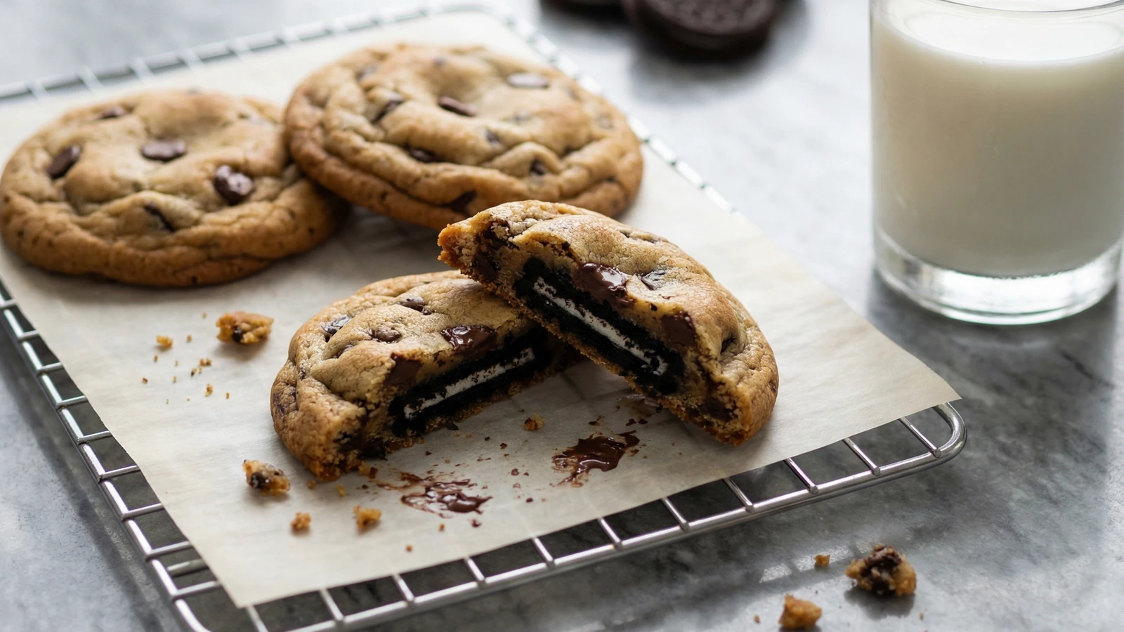 Oreo-Stuffed Chocolate Chip Cookies