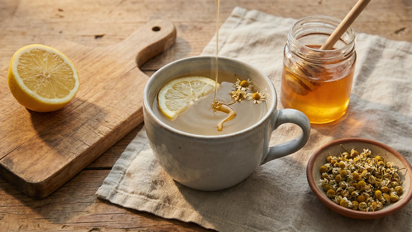 Chamomile Honey Tea with Lemon