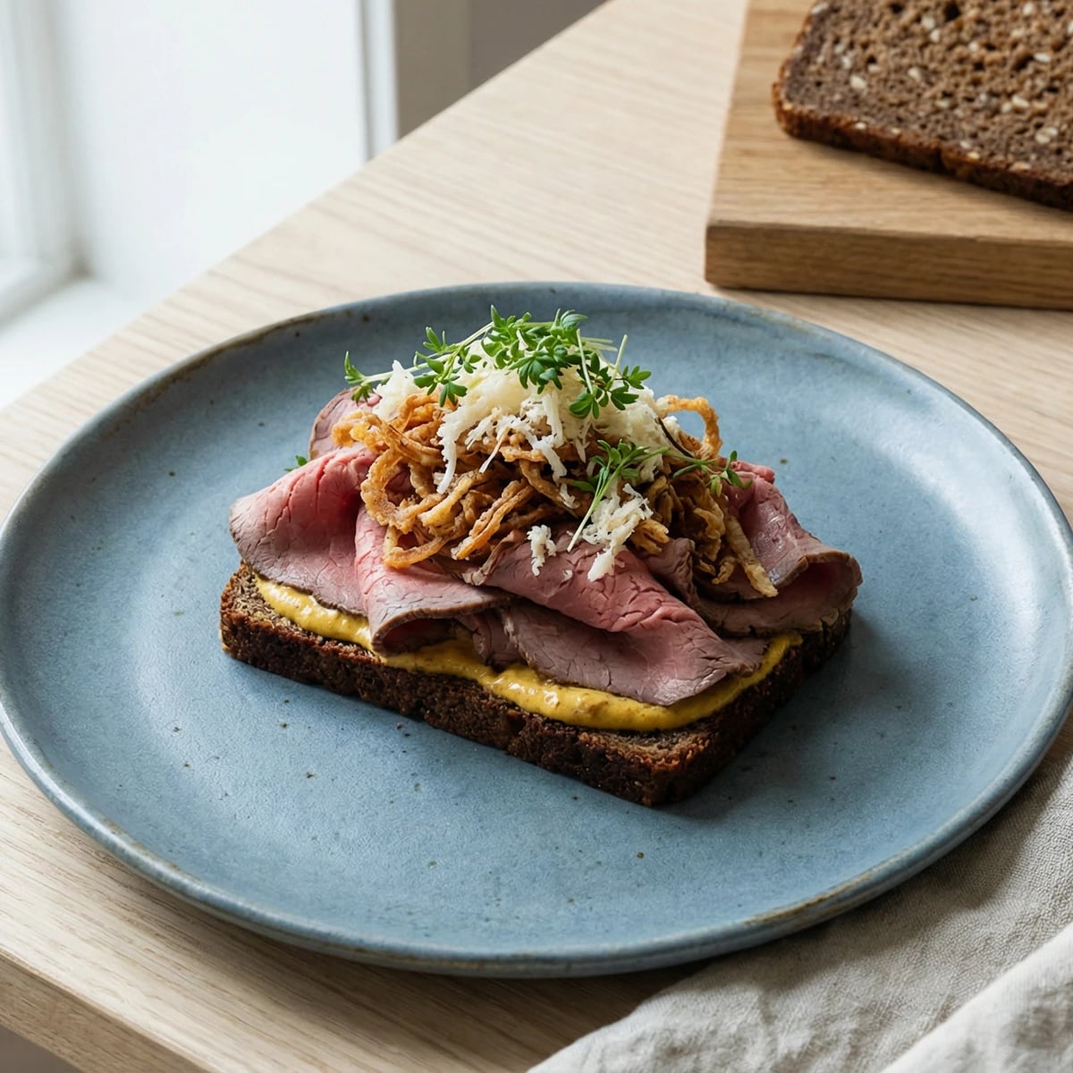 Roastbeef med Remoulade og Ristede Løg