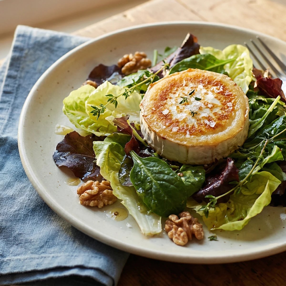 Warm Goat Cheese on Garden Greens