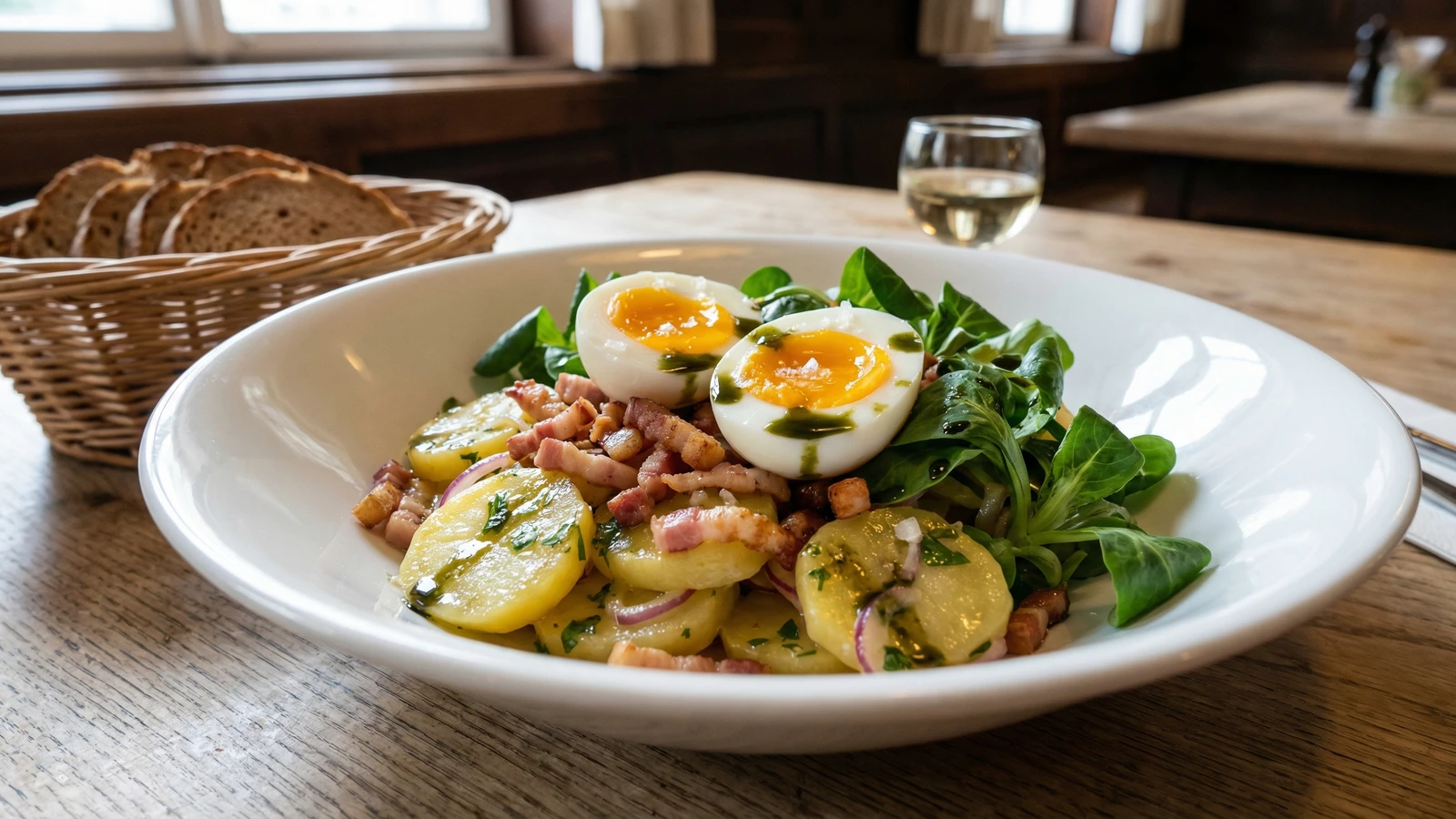 Erdäpfel-Vogerlsalat mit Speck