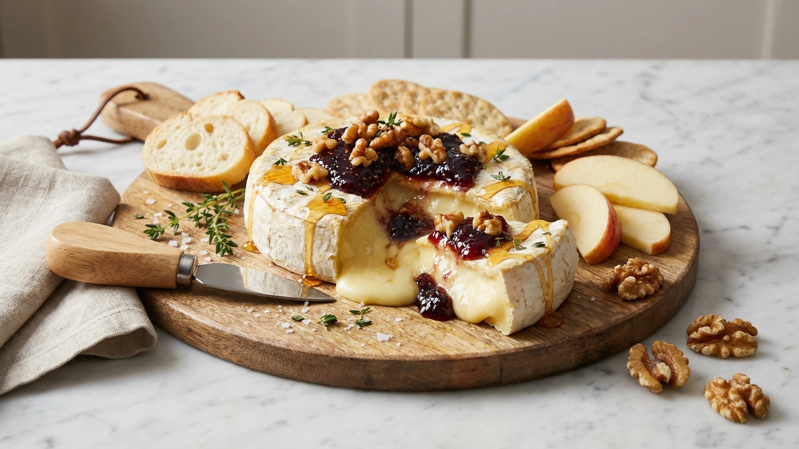 Baked Brie with Fig Jam and Walnuts