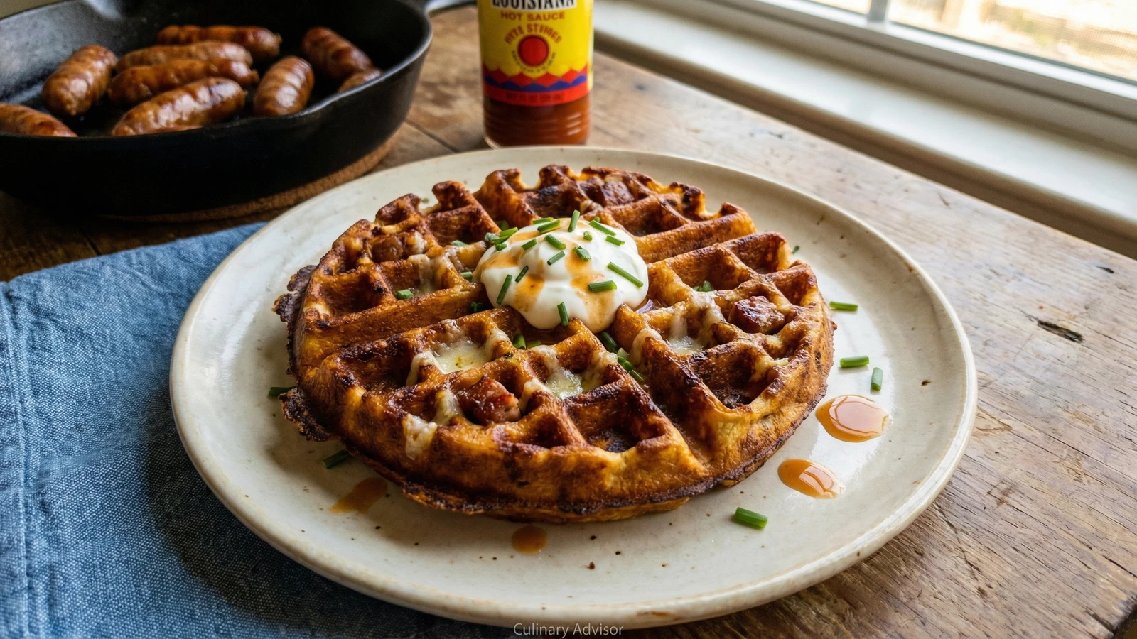 Savory Andouille and Cheese Waffles
