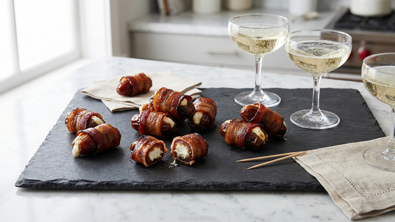 Bacon-Wrapped Dates with Goat Cheese
