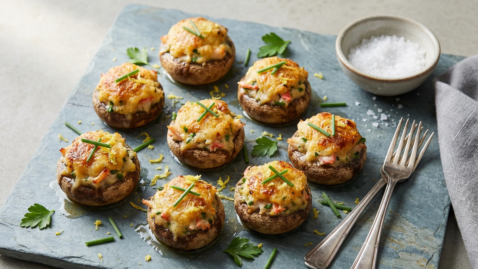 Crab and Shrimp Stuffed Mushrooms