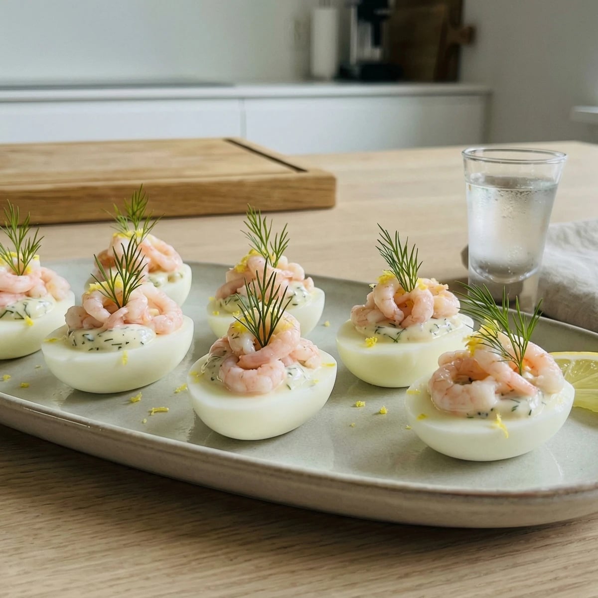 Fyldte Aeg med Rejer og Dild