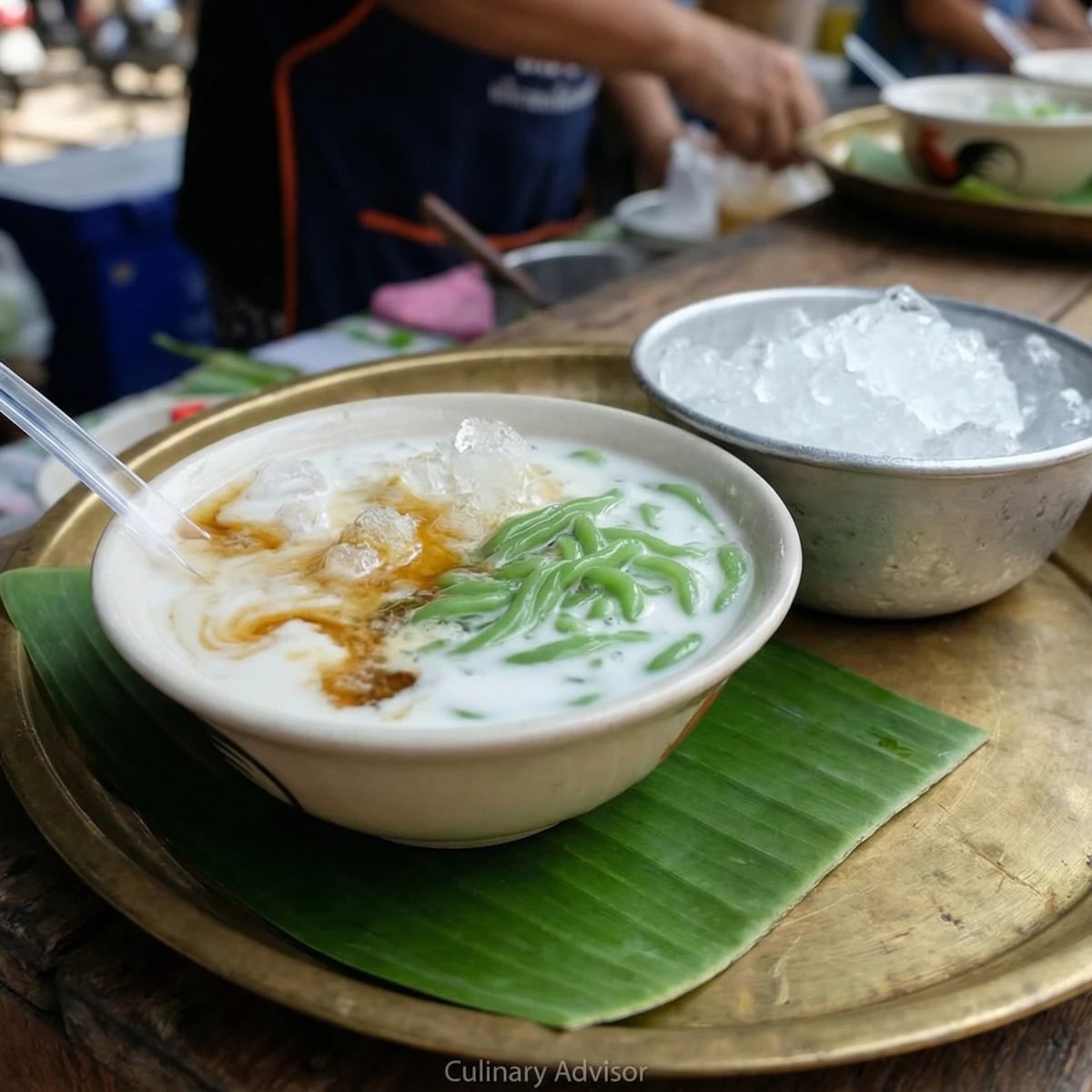 Pandan Noodles in Coconut Milk (Lod Chong Nam Kathi)