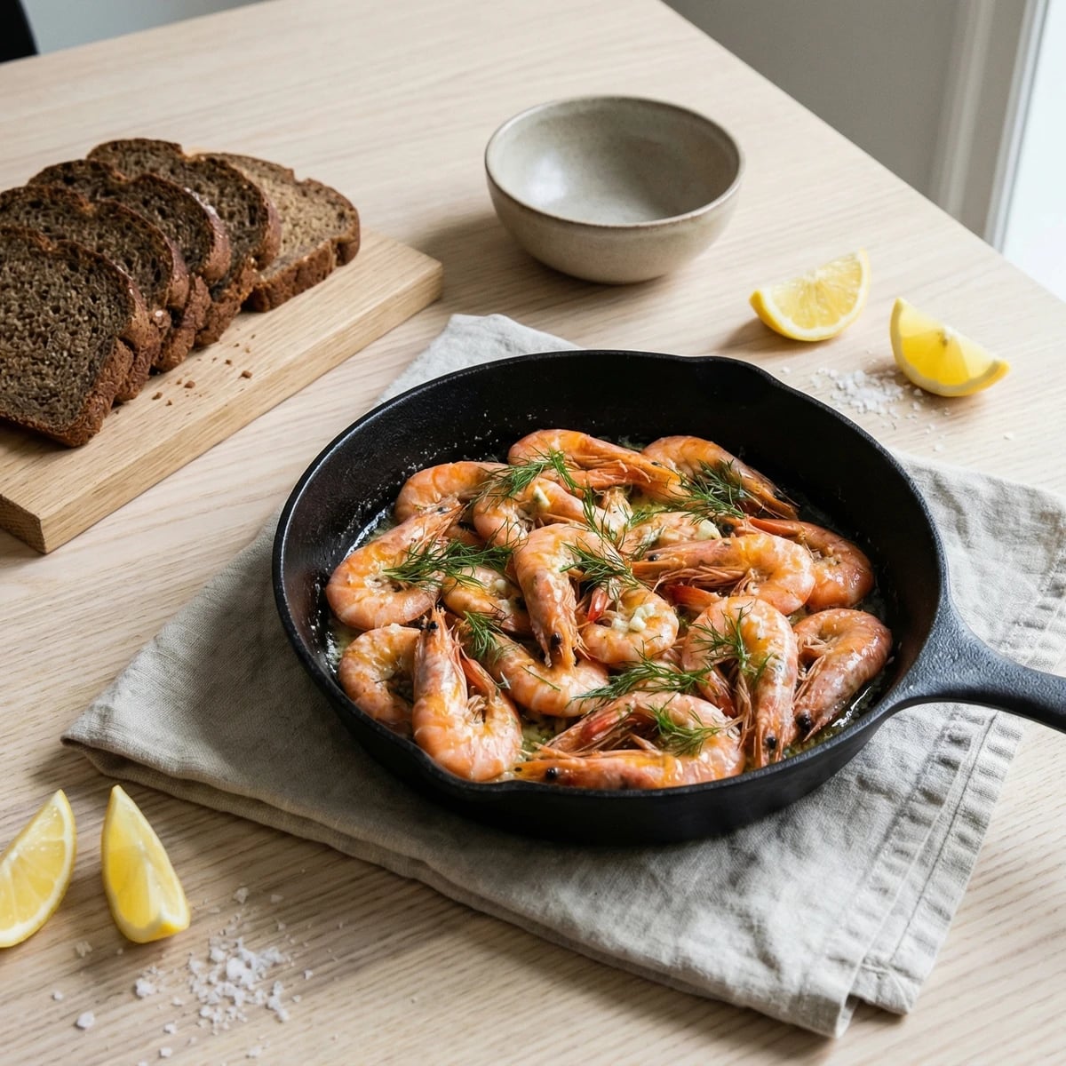 Stegte Rejer med Hvidlogssmor og Dild