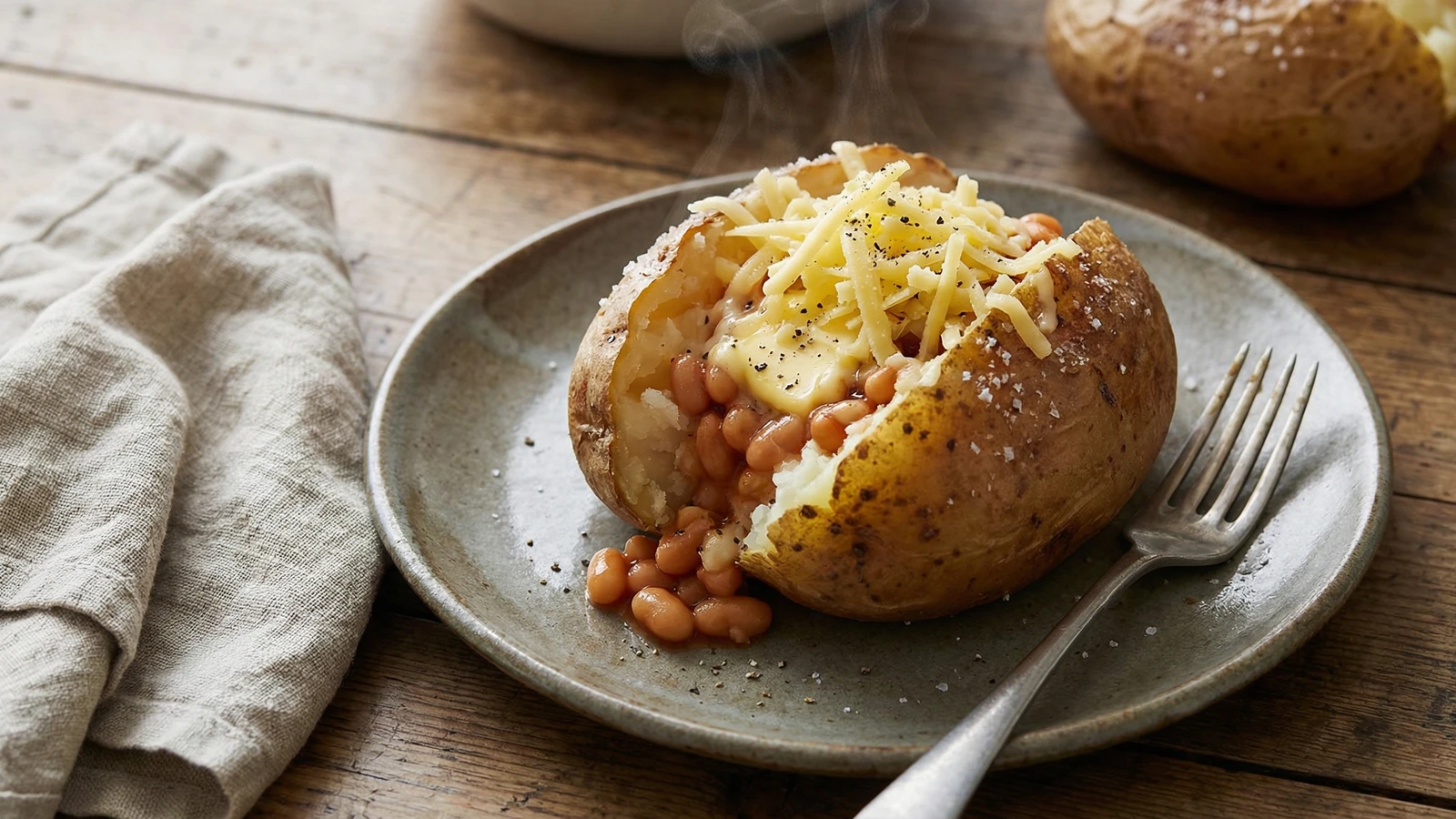 Jacket Potato with Cheese and Beans
