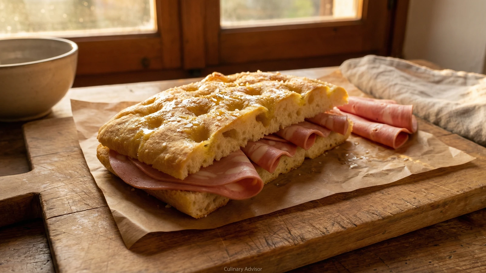 Focaccia Genovese with Mortadella