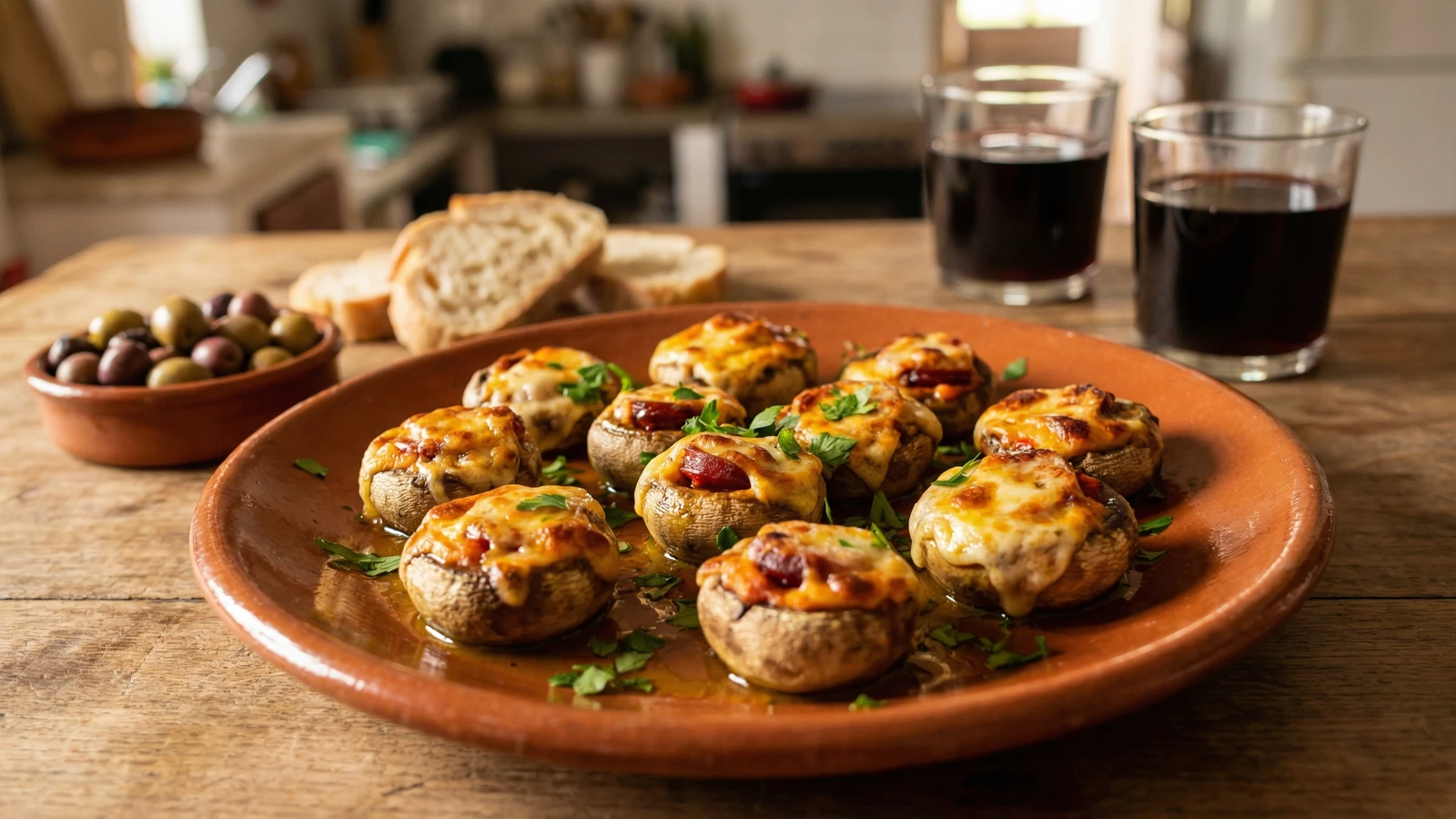 Cogumelos Recheados com Chouriço