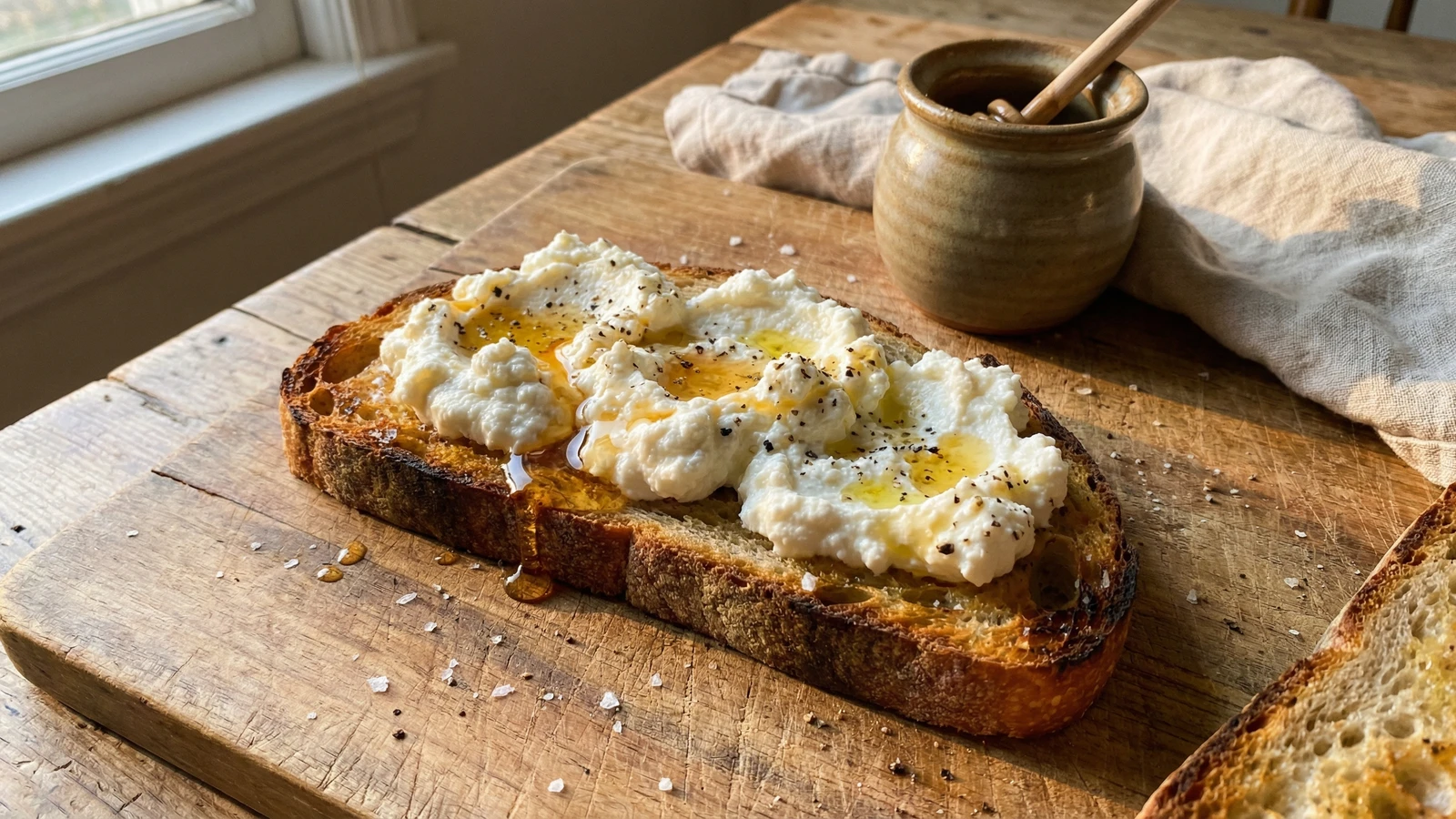 Fresh Ricotta Toast with Honey