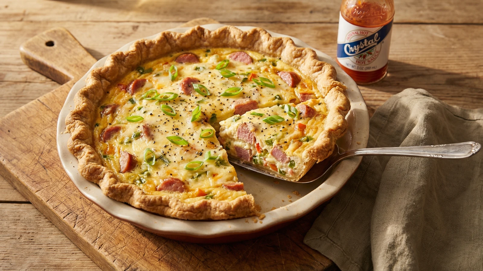 Andouille and Pepper Jack Quiche