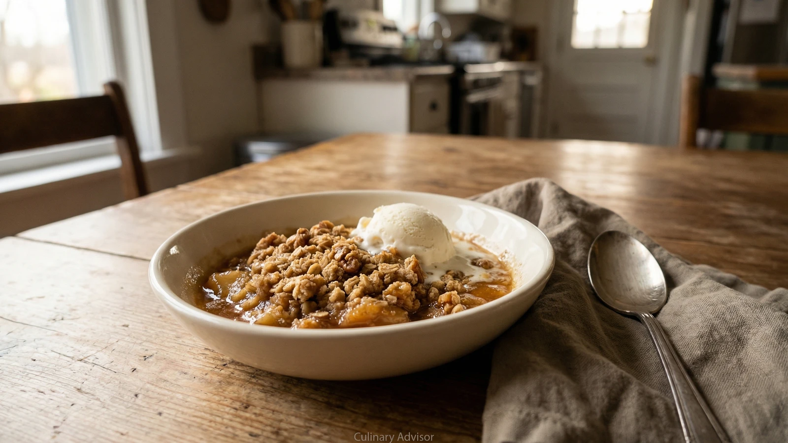 Warm Apple Crisp with Walnut Streusel