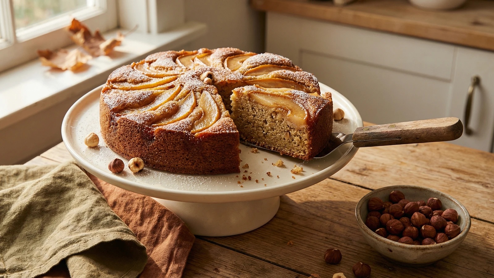 Hazelnut Brown Butter Cake with Autumn Pears