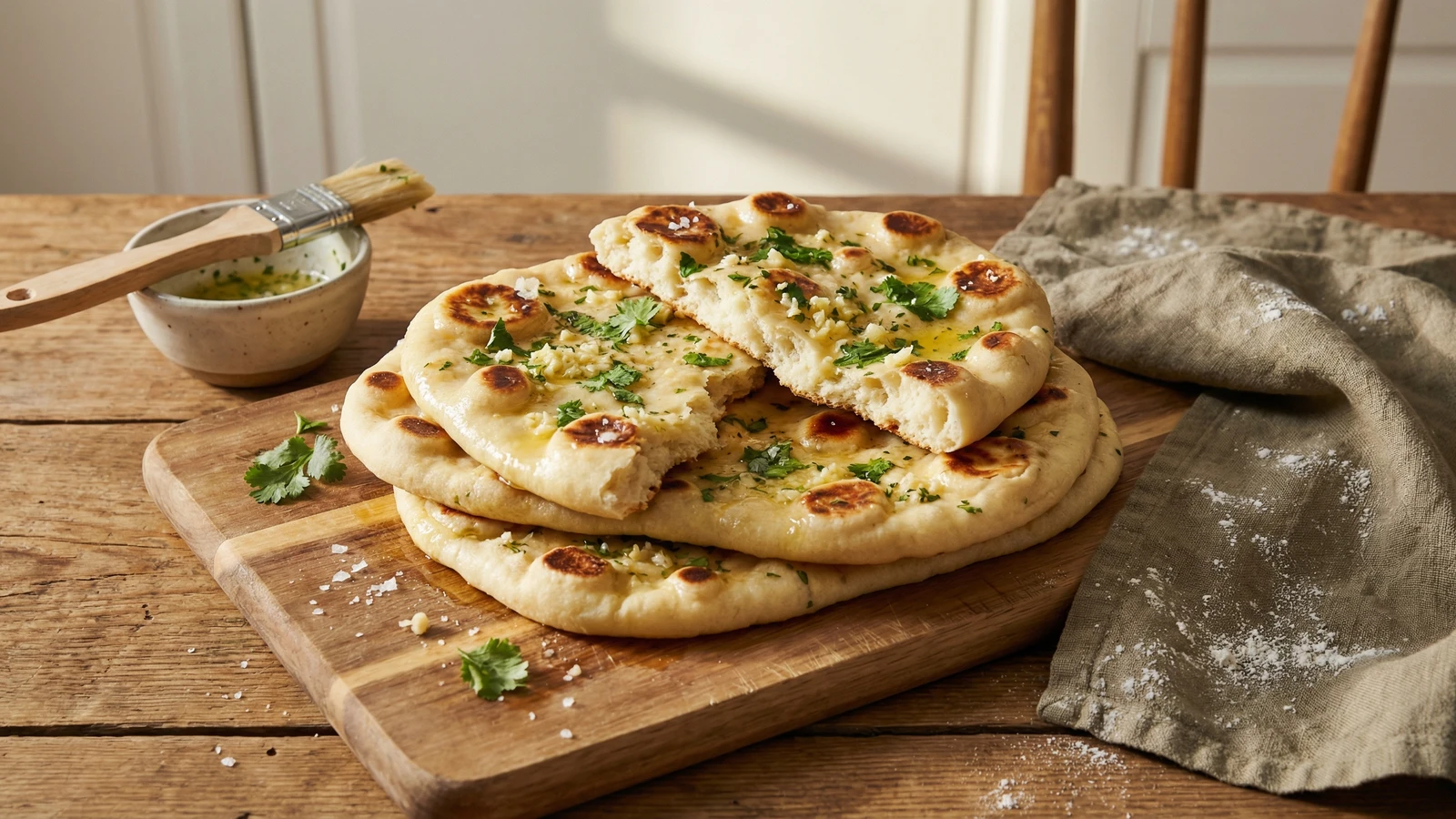 Naan with Garlic and Herbs