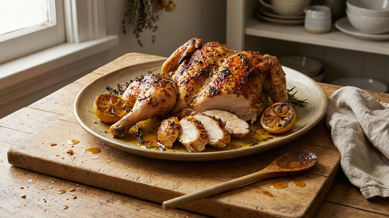 Spatchcocked Chicken with Herbs and Mustard