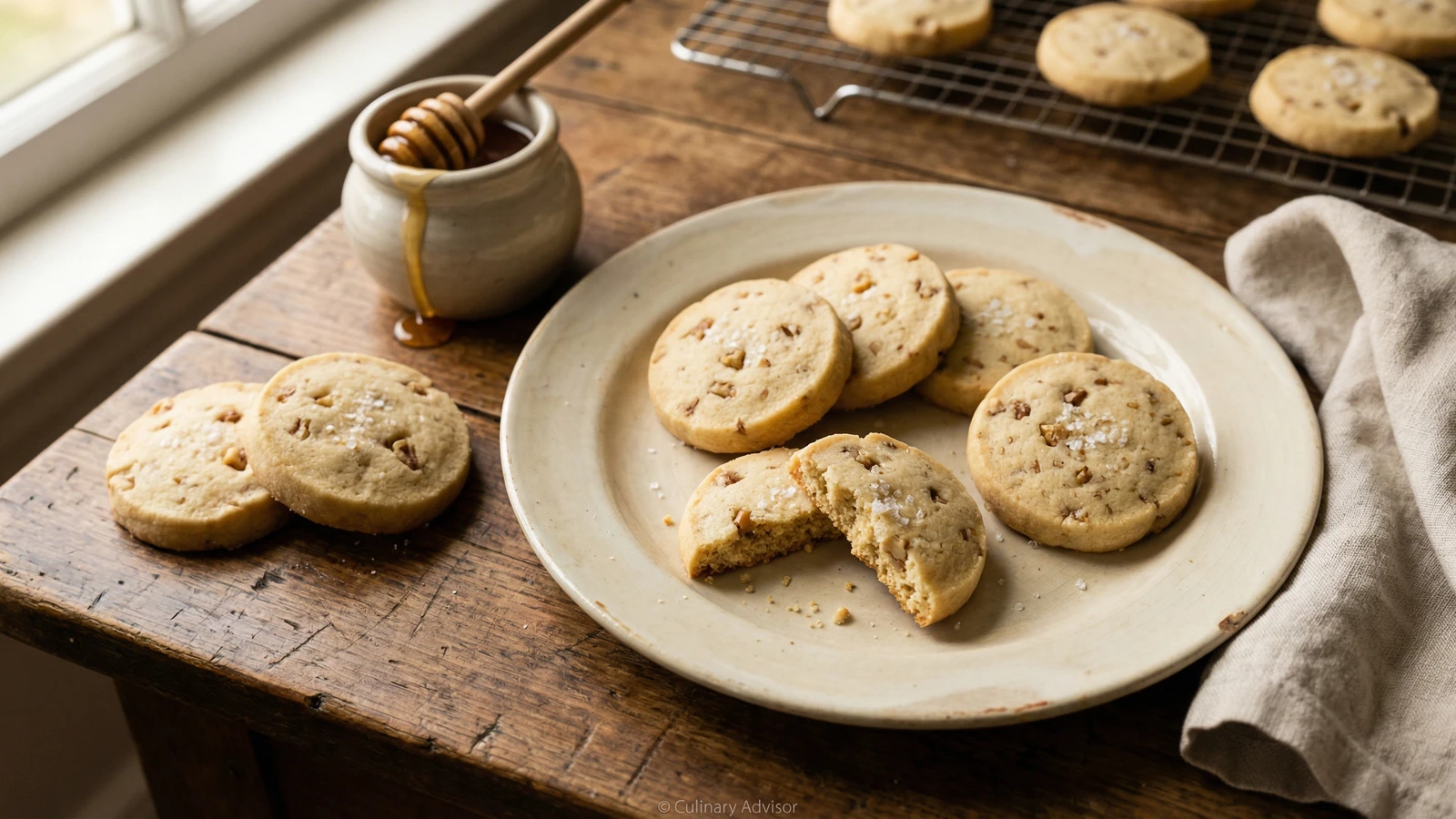 Walnut Shortbread with Local Honey