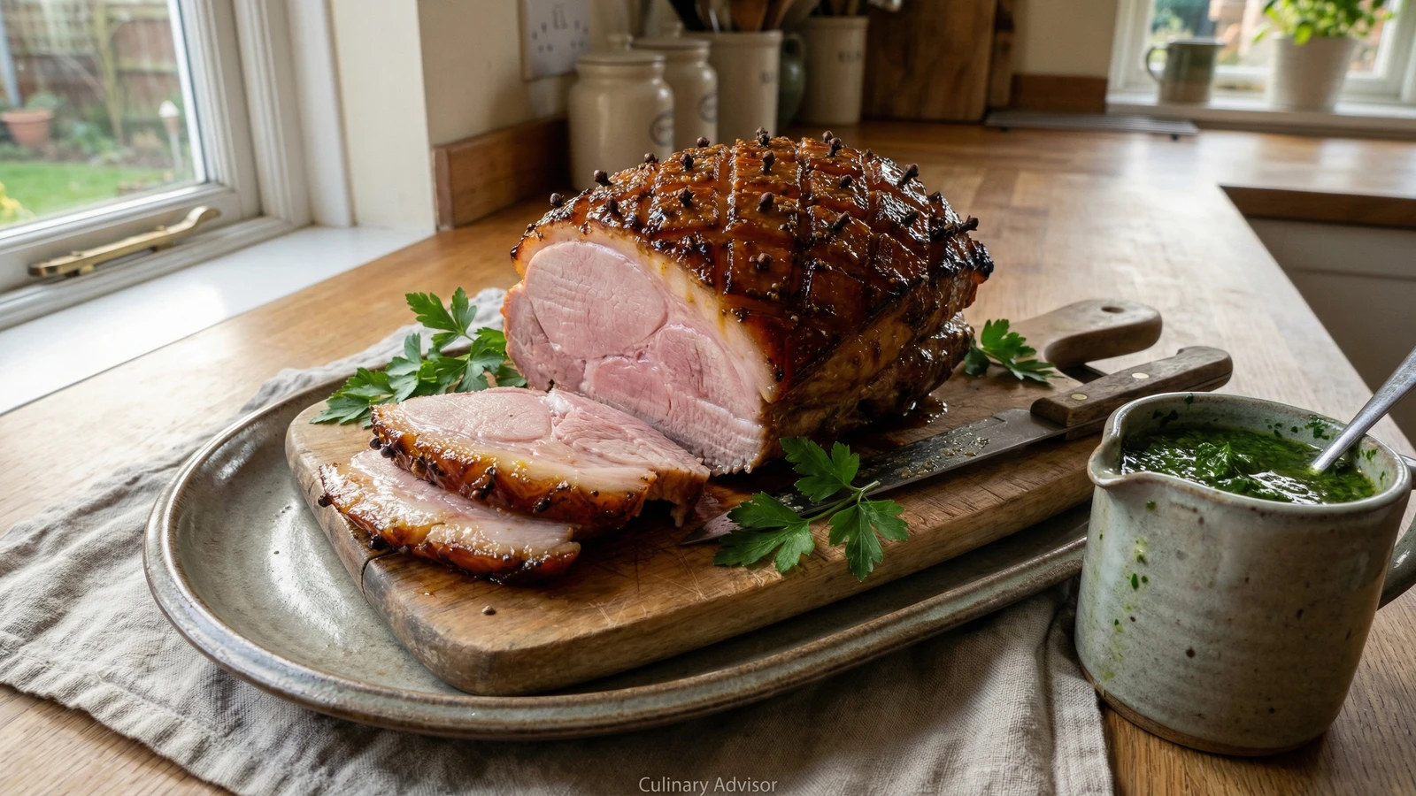 Roast Gammon with Parsley Sauce