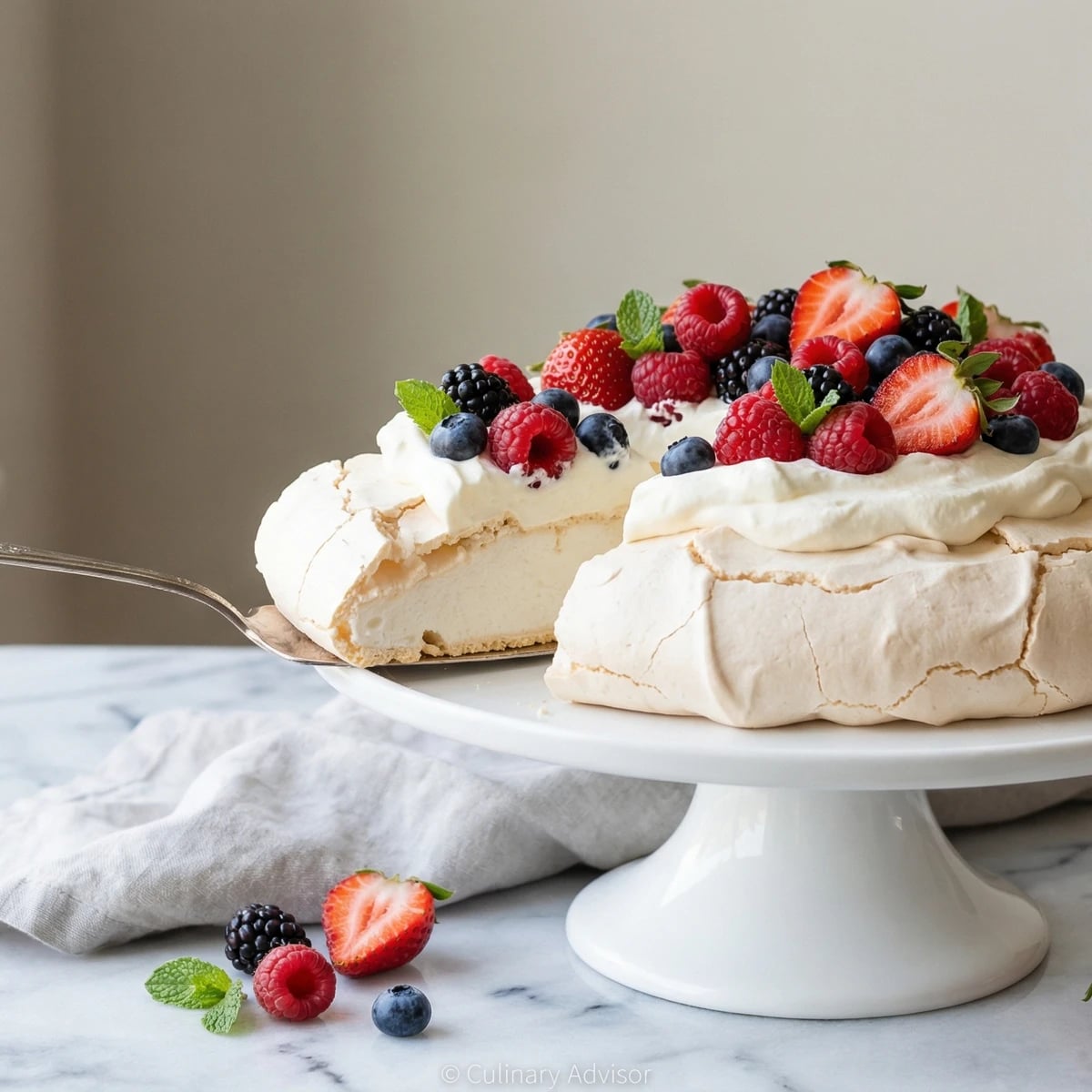 Pavlova with Fresh Berries