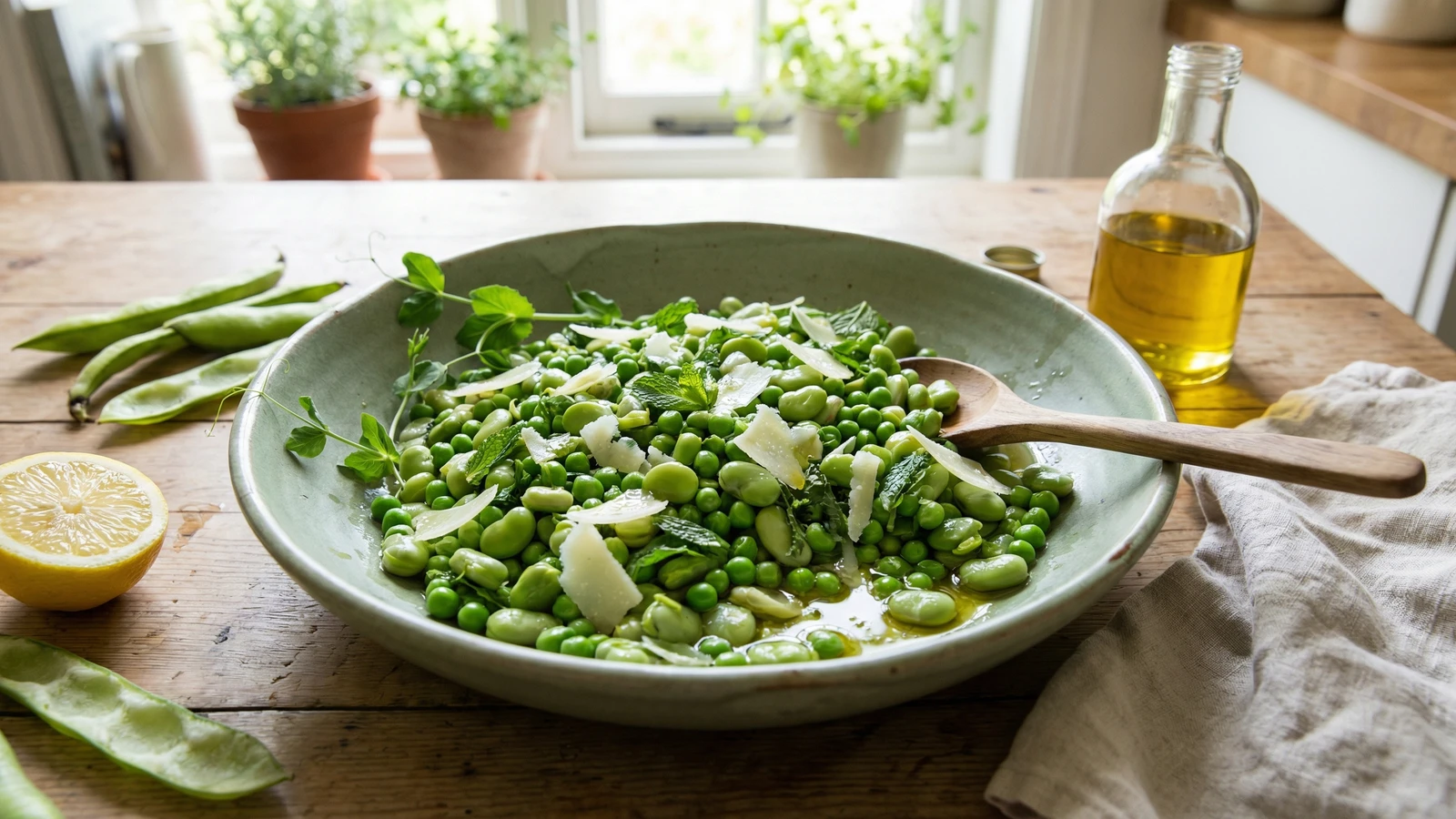 Broad Bean and Pea Salad with Mint and Lemon