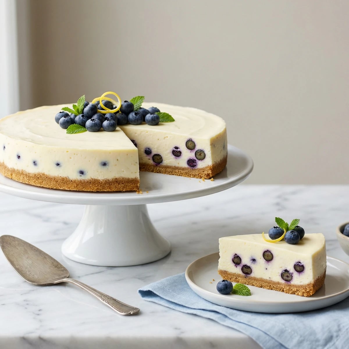 No-Bake Lemon Blueberry Cheesecake