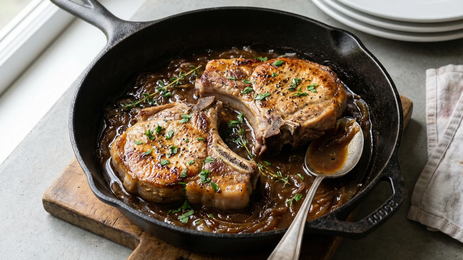Smothered Pork Chops with Onion Gravy
