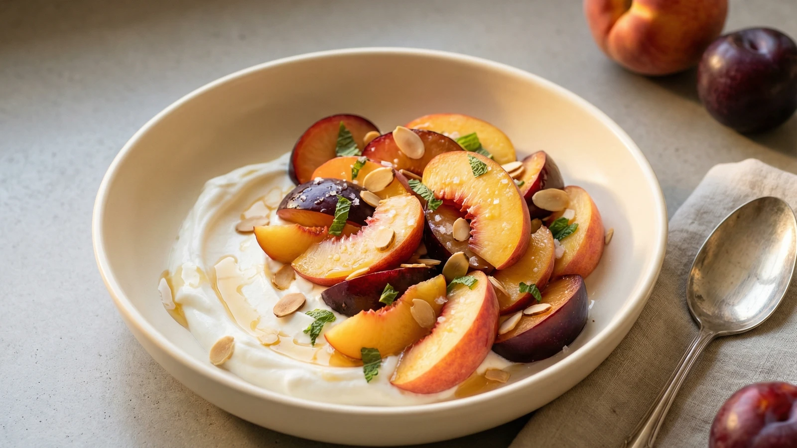 Stone Fruit Salad with Honey-Lime Yogurt