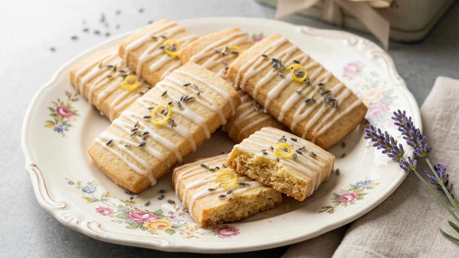 Lavender Honey Shortbread with Lemon Glaze