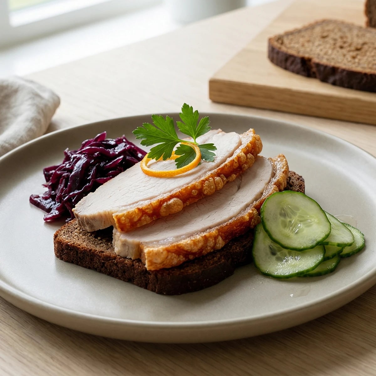 Flaeskesteg paa Rugbrod