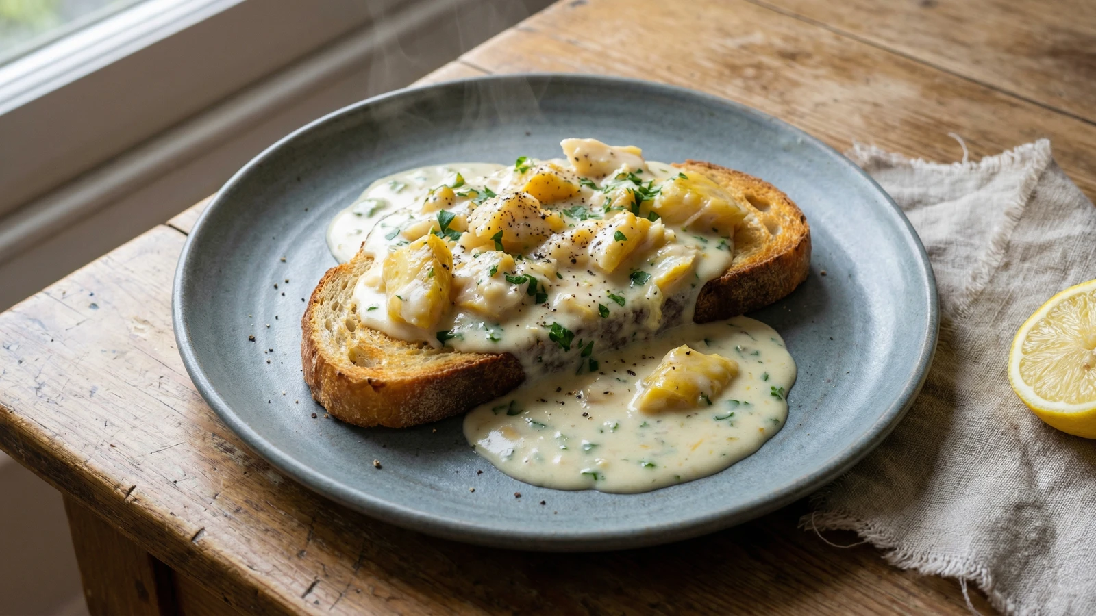 Creamed Smoked Haddock on Toast