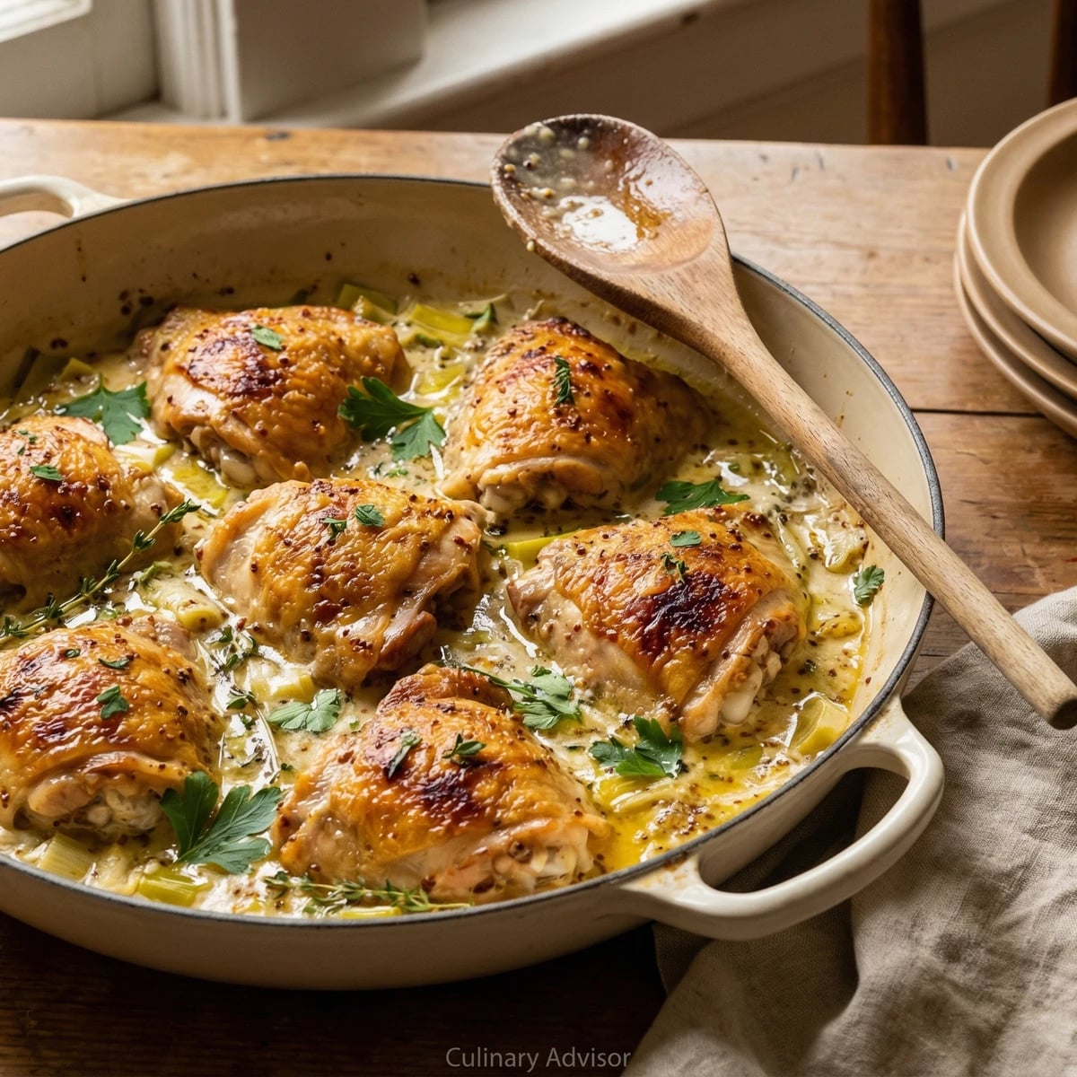 Chicken with Leeks and Mustard Cream Sauce