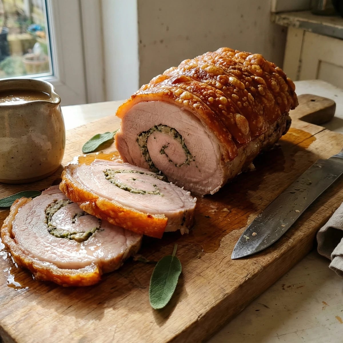 Stuffed Roast Pork Loin with Sage and Onion