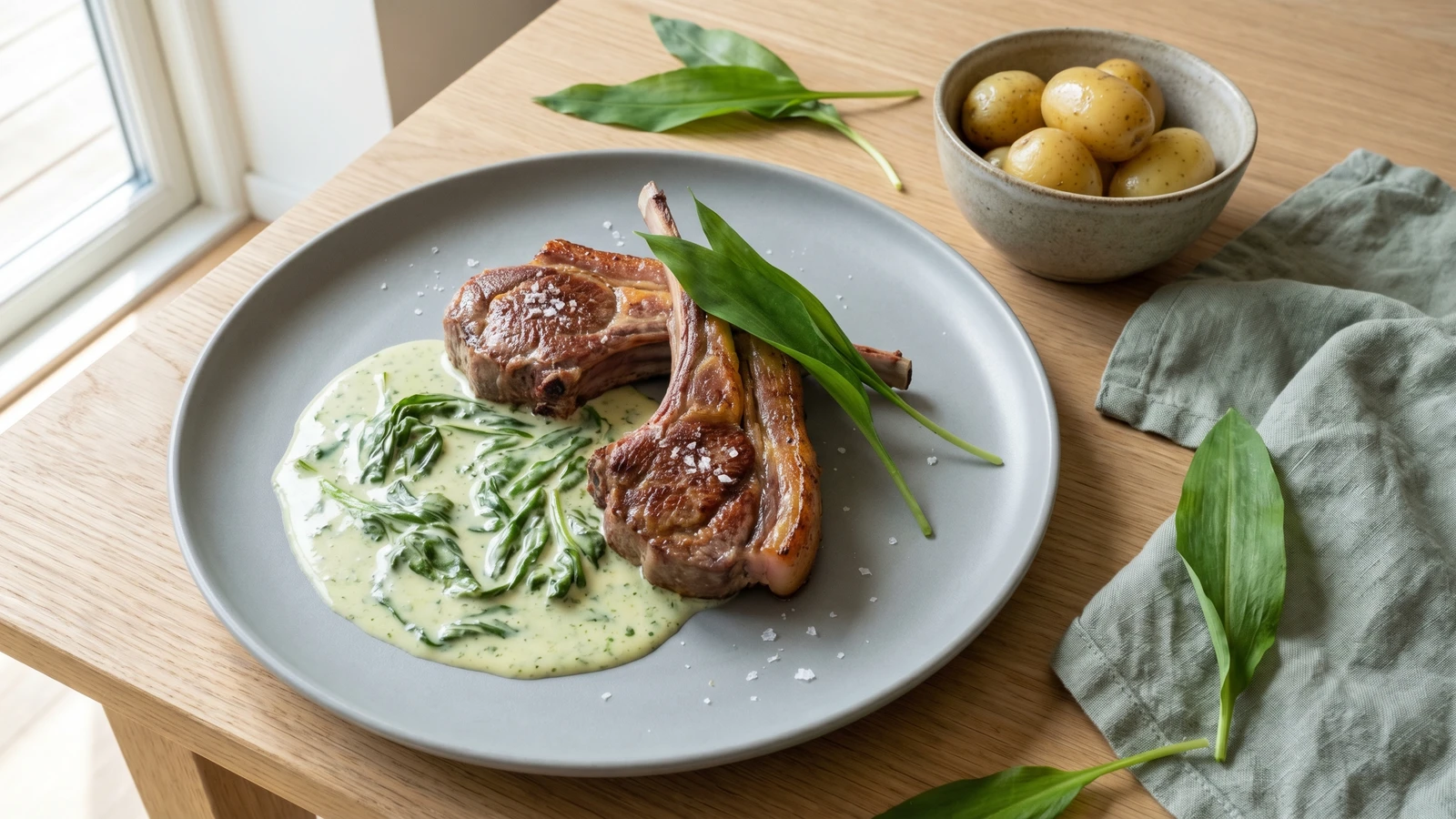 Lammekoteletter med Ramslog