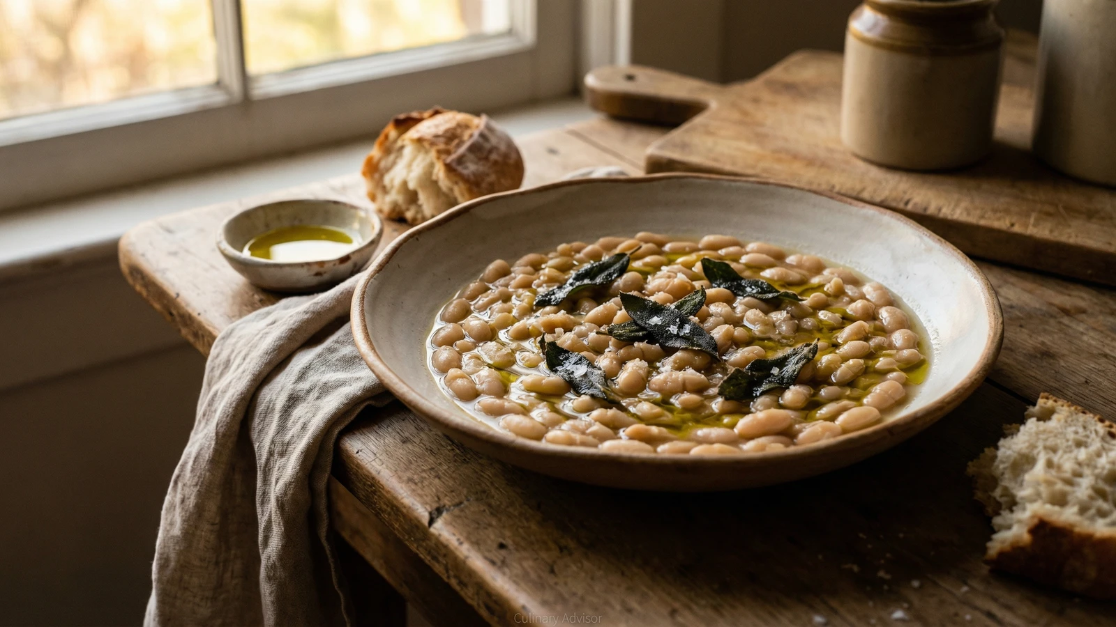 Braised White Beans with Sage