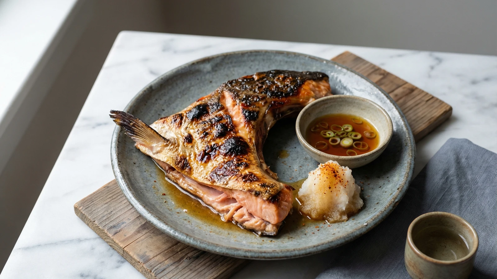 Grilled Salmon Collar with Ponzu