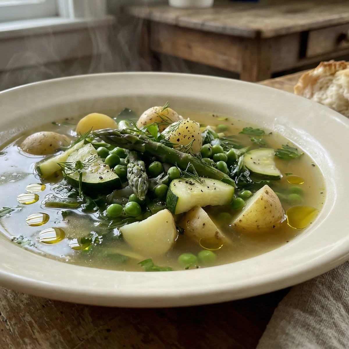 Spring Vegetable Soup with Garden Herbs