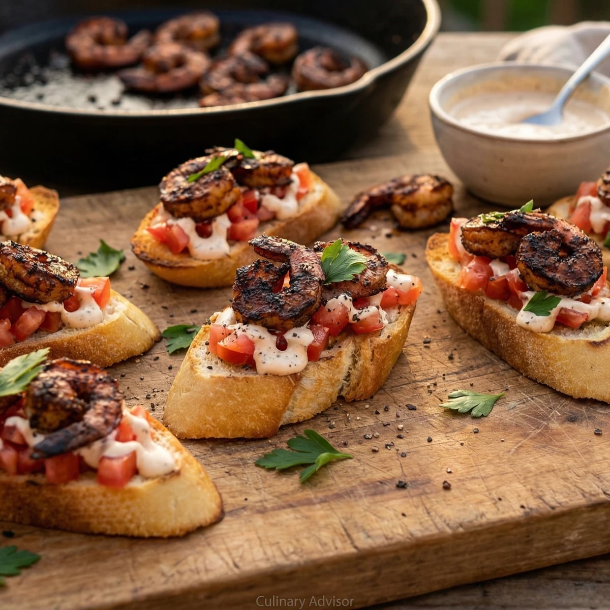Blackened Shrimp Bruschetta