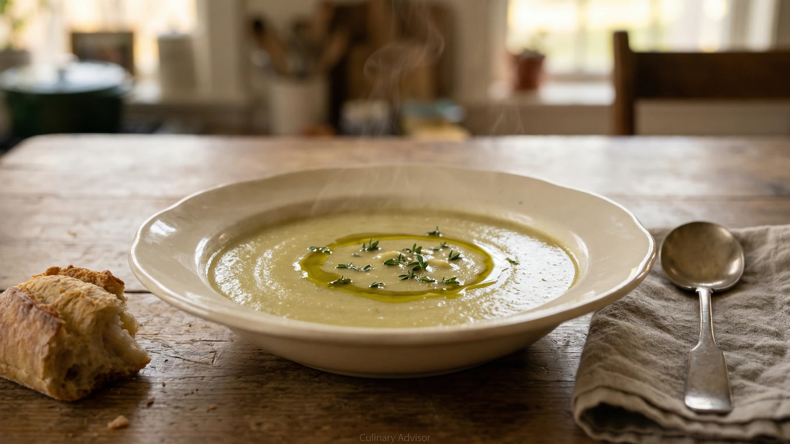 Leek and Potato Soup with Fresh Thyme