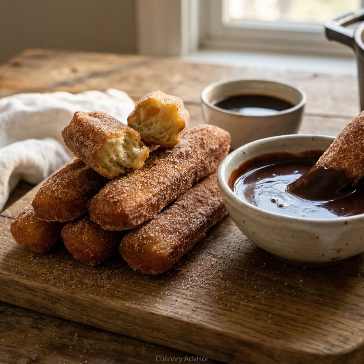 Beignet Churros with Chicory Chocolate