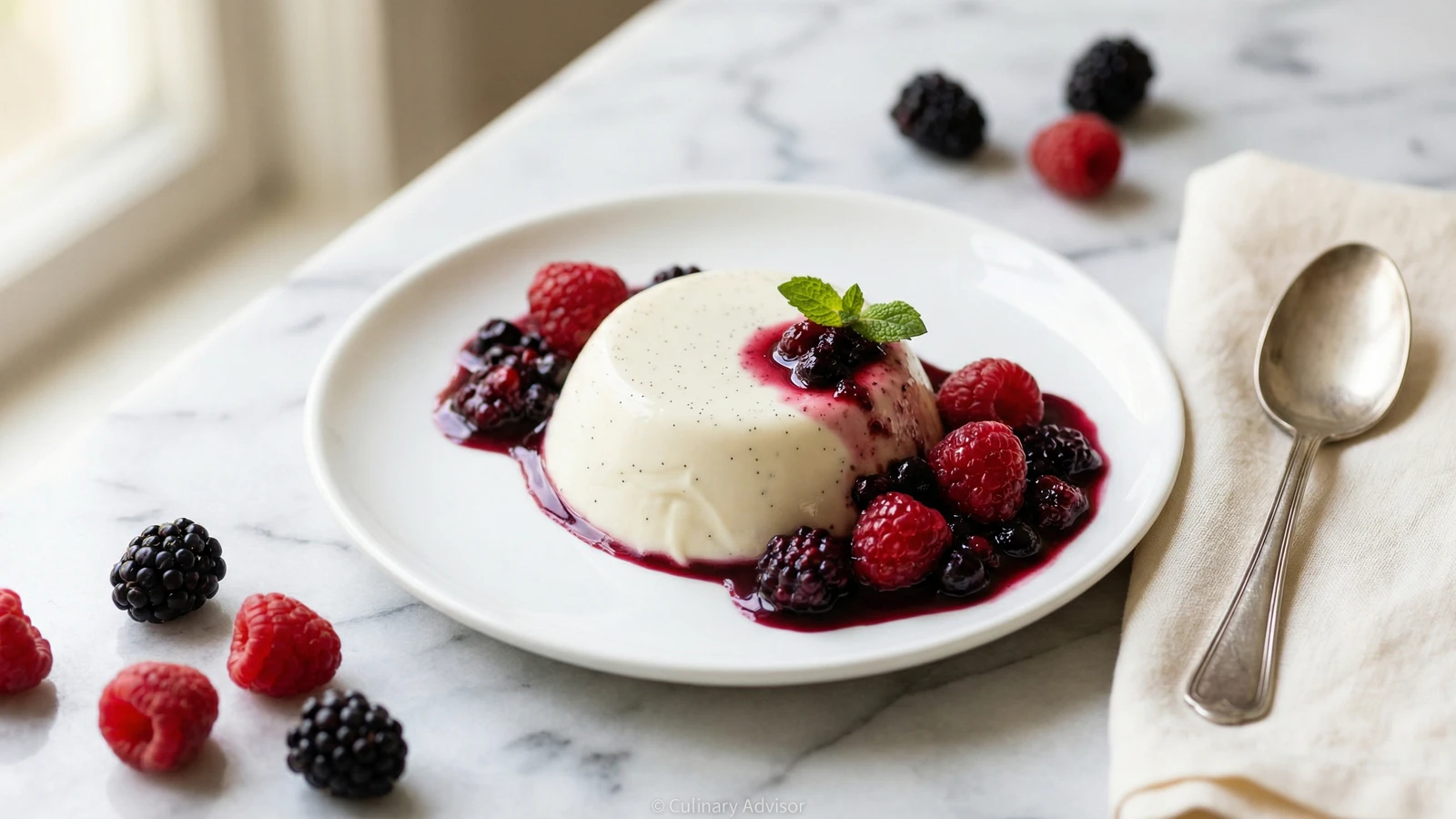 Vanilla Panna Cotta with Berry Compote