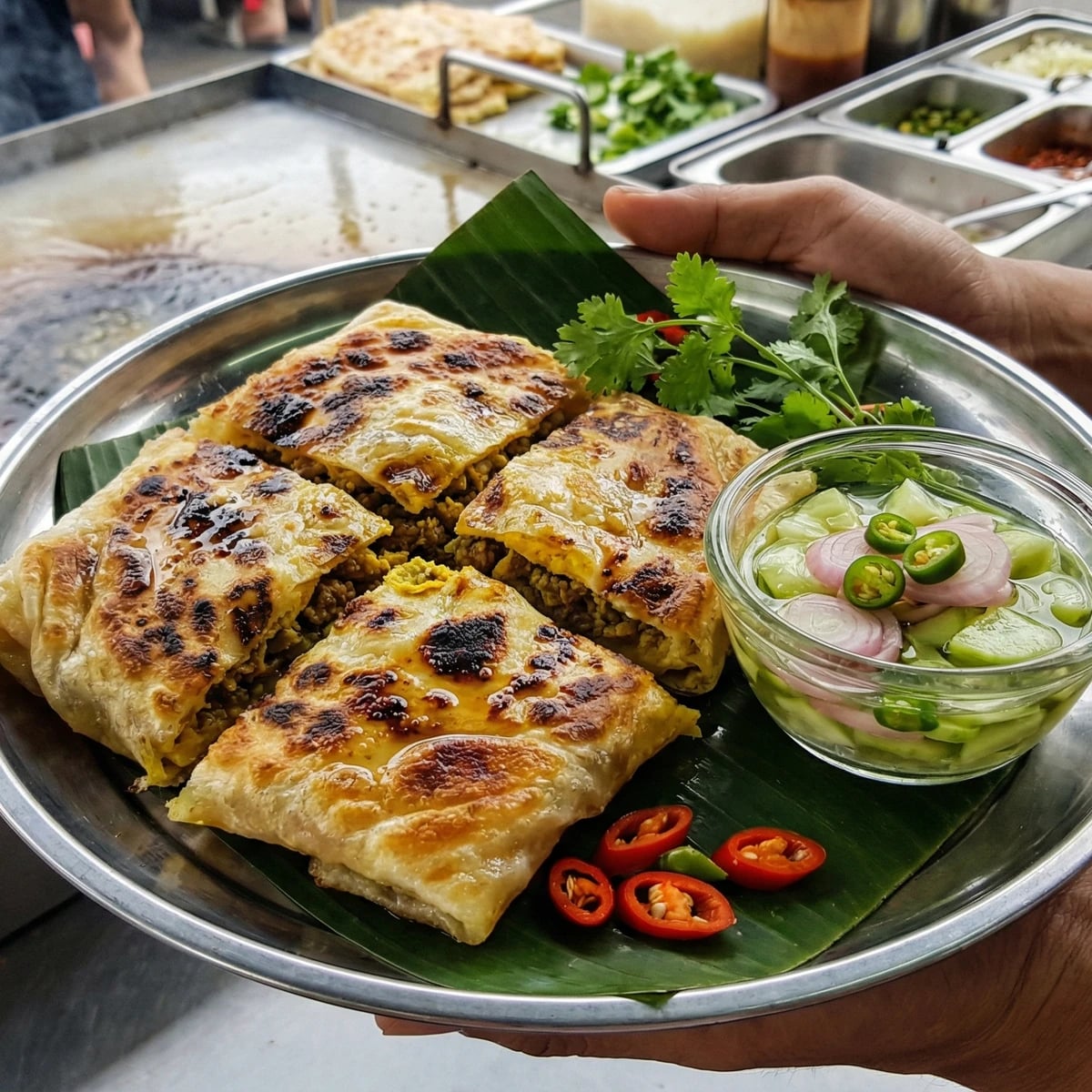 Stuffed Roti with Spiced Meat (Roti Mataba / โรตีมะตะบะ)
