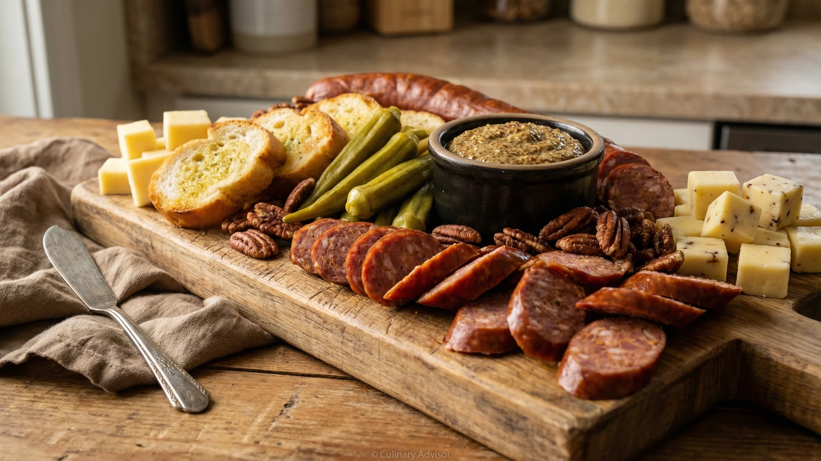Andouille and Creole Mustard Board