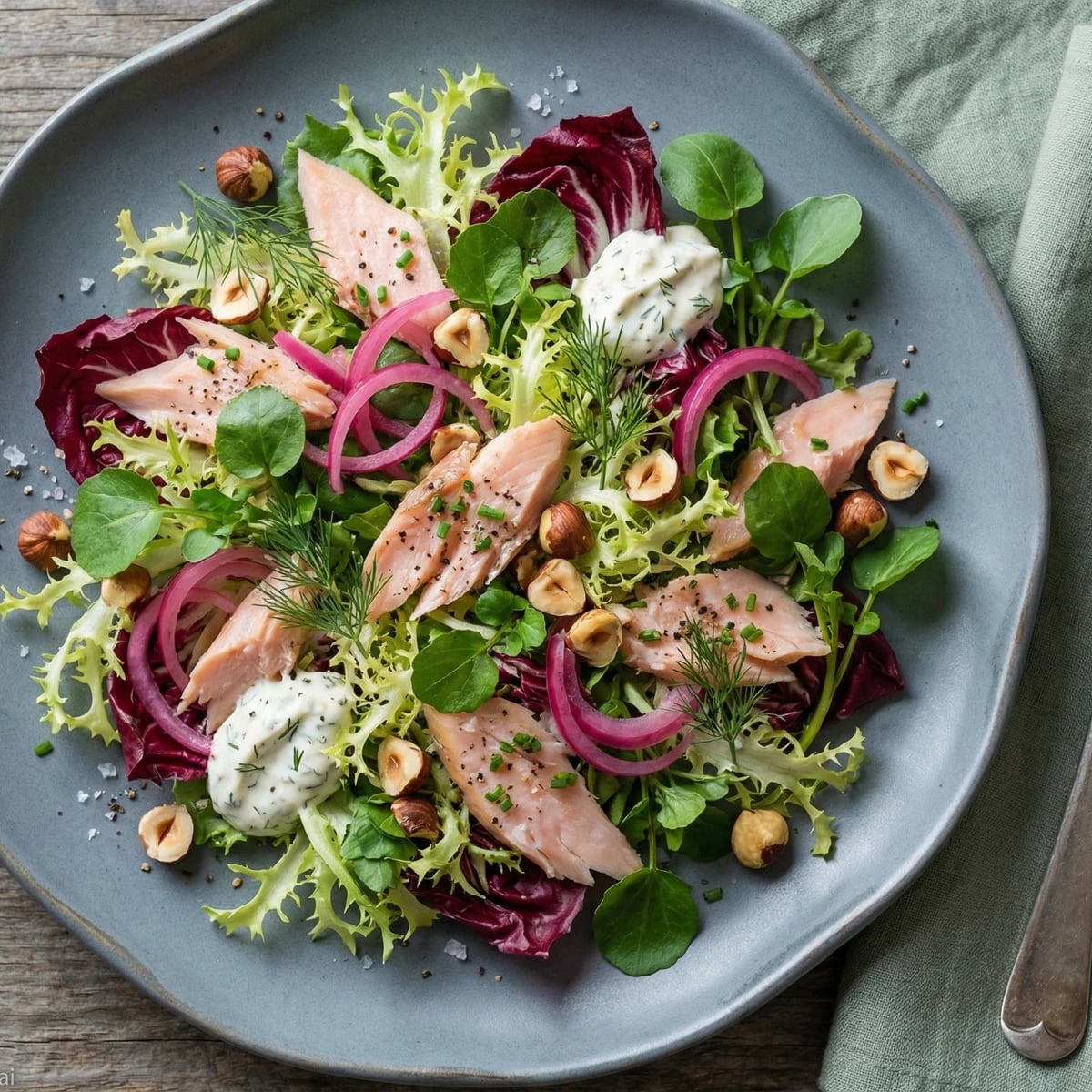 Smoked Trout Salad with Hazelnuts