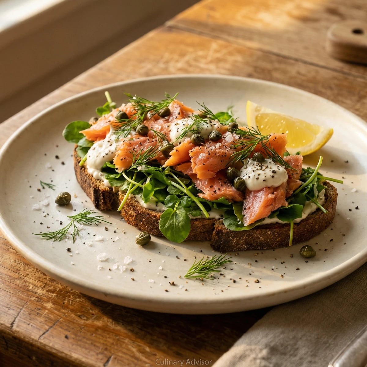Smoked Trout Tartine with Watercress
