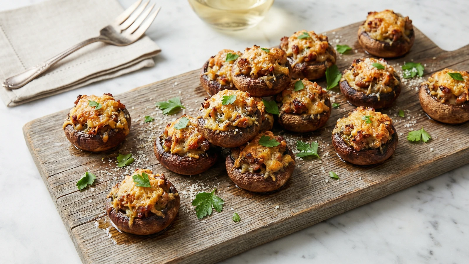 Stuffed Mushrooms with Sausage and Parmesan
