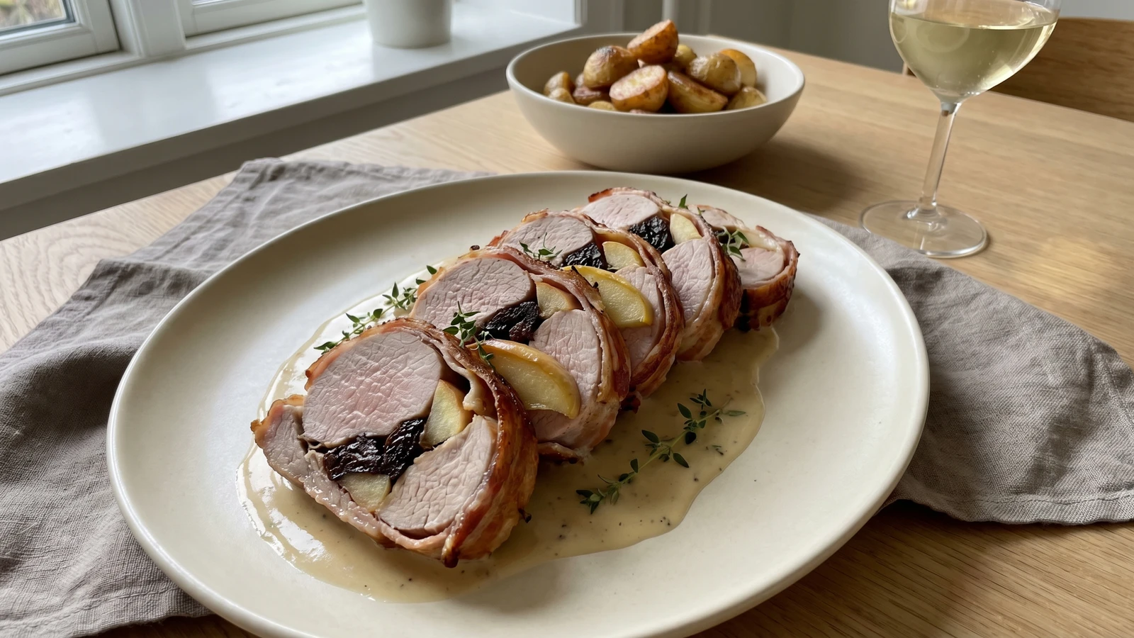 Svinemørbrad med Svesker og Æbler